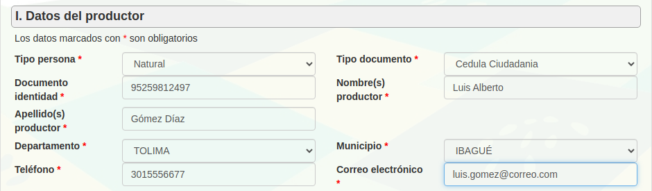 Datos de una persona natural.