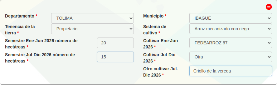 Con "Otra", escriba el nombre del cultivar.