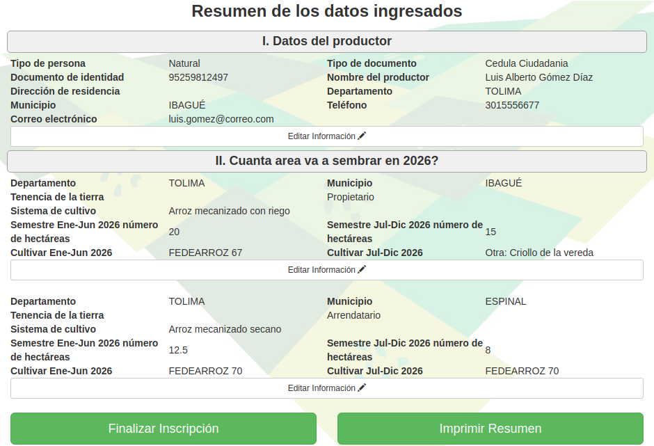 El resumen, con el comprobante en PDF y la opción de editar.